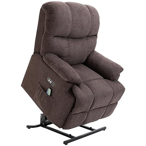 HOMCOM Sessel mit Aufstehhilfe, Massagesessel, Verstellbarer Fernsehsessel Elektrischer Relaxsessel mit 8 Vibrationsmassagepunkte, USB-Schnittstelle, Fernbedienung, Samt, Dunkelbraun